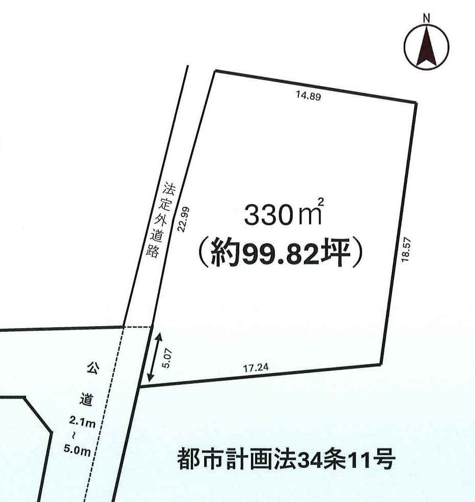 坂戸市塚越　建築条件なし売地　「坂戸駅」車14分　敷地99坪　【勝呂小学区】の土地図