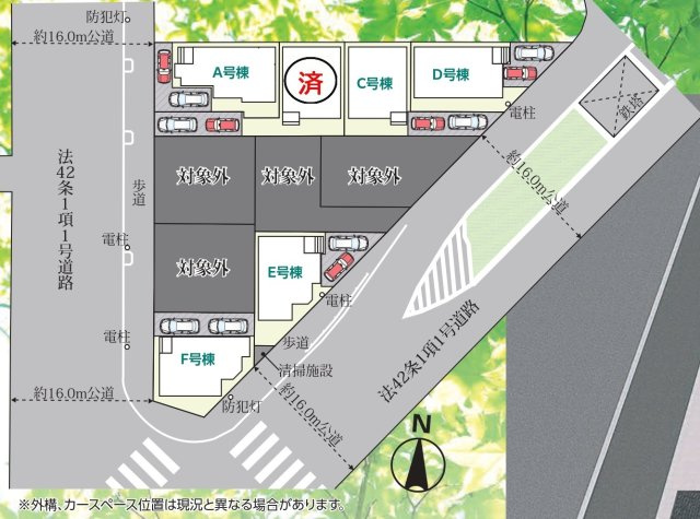 【区画図】 | 松戸市幸田４丁目新築戸建【小金北小学校：8分】 | 第１期・１棟成約済み・５棟販売中！