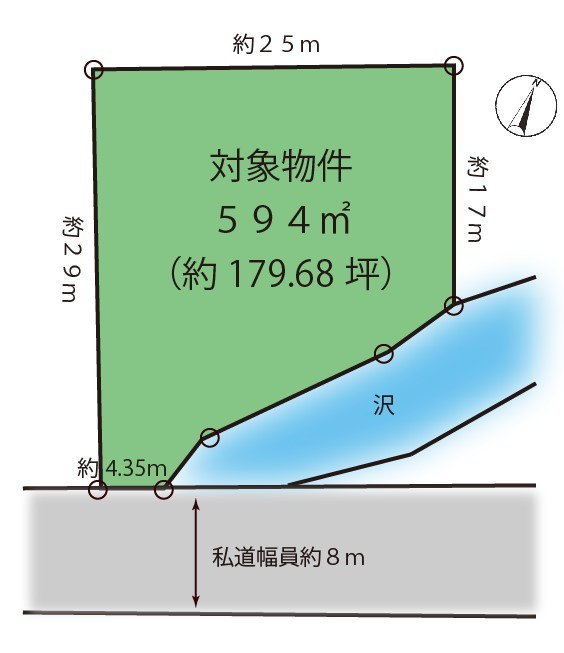 浅間ハイランドパーク沢に面した土地の土地図