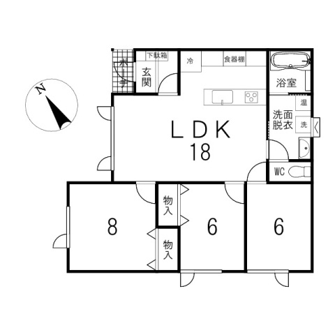 【間取り】 | 北見市小泉６７５番３５　新築平屋建て