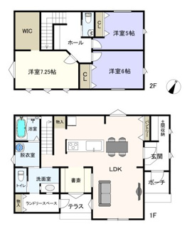 【間取り】 | 前橋市江木町モデルハウス物件　＃30 | 玄関やパントリー、独立した脱衣室に洗面室、ランドリースペースにウォークインクロゼットなど充実した収納力の３LDK