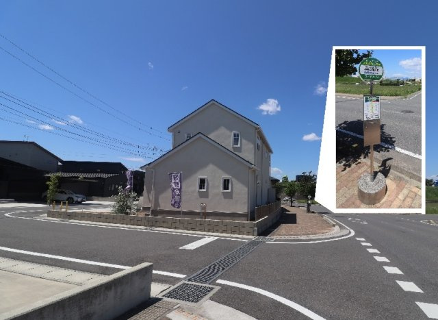 前橋市江木町モデルハウス物件　＃30の外観|ローズタウン中央公園バス停の目の前です。