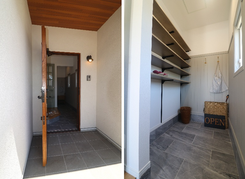 前橋市江木町モデルハウス物件　＃30の玄関|靴棚と土間収納が何かと便利◎
