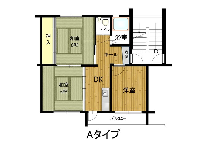 兵庫県公社　川西松ケ丘（１）１号棟の間取り