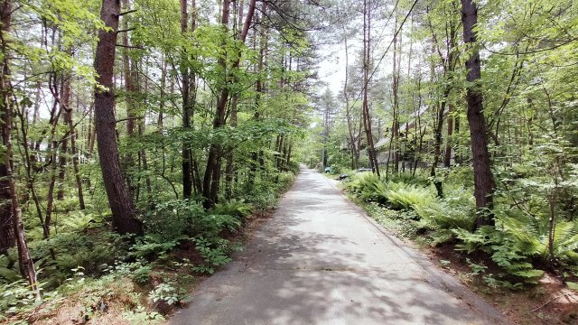 浅間ハイランドパークほぼ真四角でプランニングしやすい土地の前面道路含む現地写真