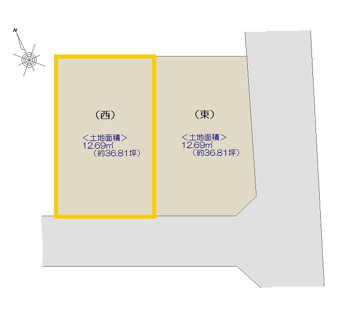 高知市瀬戸南町1丁目-建築条件付き-売土地の区画図|（西）
