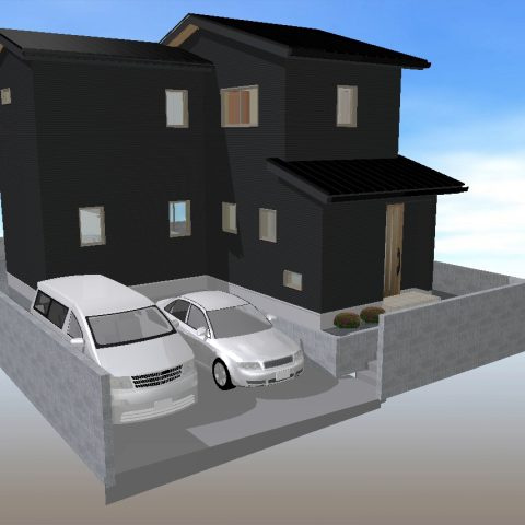 高知市春野町平和-建築条件付きー売土地の完成予想図|外観パースです