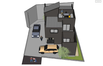 【外観パース】 | 瀬谷区橋戸3丁目新築【土地約54坪/4LDK＋南テラス＋スカイバルコニー/駐車2台可※車種による】