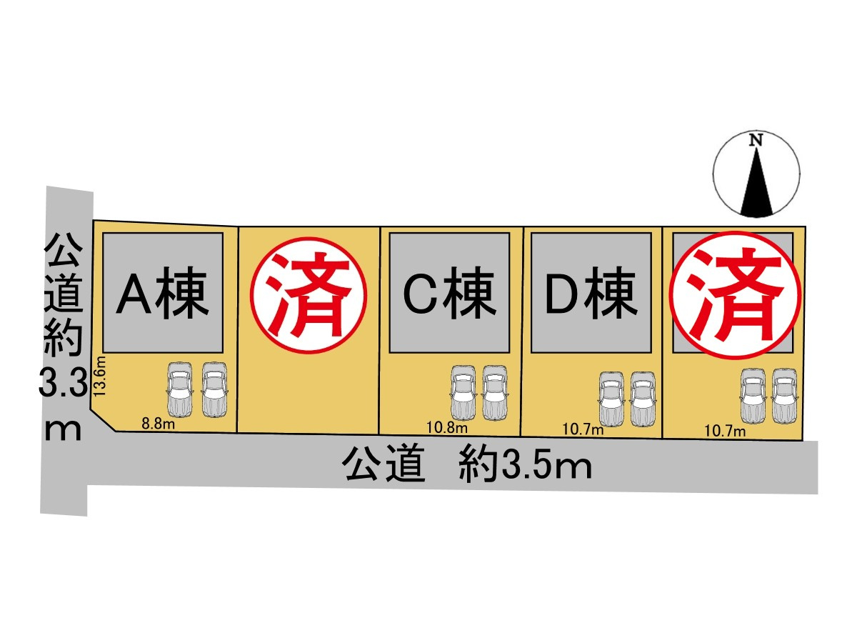 ダイマルタウン　大垣市寿町第１　全５区画分譲の区画図|■区画図
■YAMADA電機の　ヤマダ不動産　株式会社リライフ　
いつでもお問合わせ下さい。