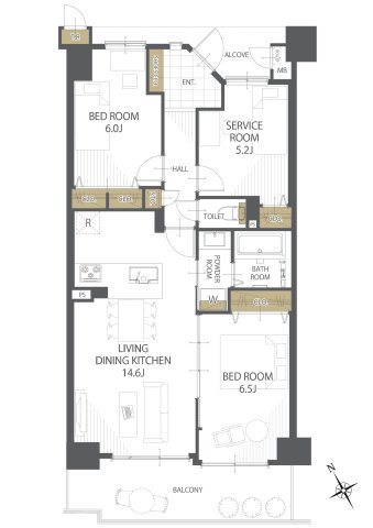 【間取り】サーパス慶万第２ 