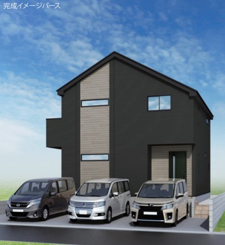 横浜市金沢区柳町 新築戸建て【仲介手数料無料】カースペース3台の外観パース