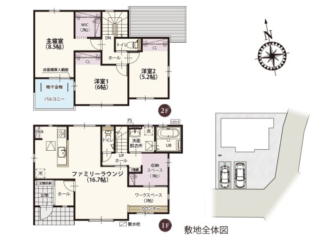 【区画図】 | 約52坪のため、建物と駐車スペースが取れる広さです。周辺は住宅が多く、落ち着いて過ごしやすい環境です。