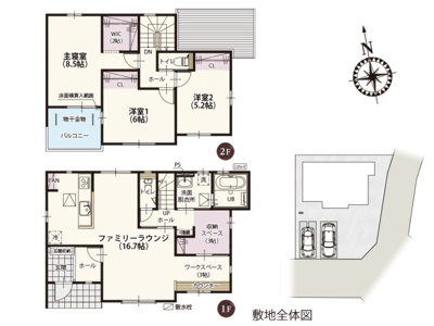 【区画図】 | 約52坪のため、建物と駐車スペースが取れる広さです。周辺は住宅が多く、落ち着いて過ごしやすい環境です。