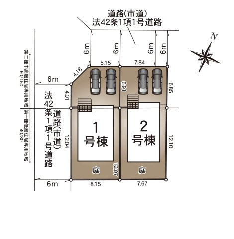 合志市幾久富第6-2棟（1号棟）の区画図|配置図（1号棟）