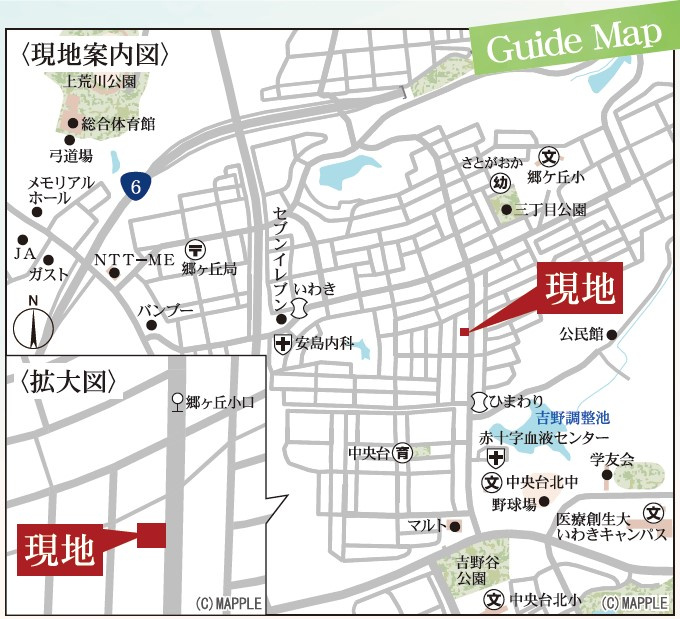 新築戸建・建売　いわき市郷ケ丘2丁目2期　Livele Garden　全2棟の地図