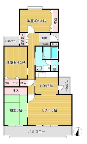 【間取り】 | ライフコート深井２号棟