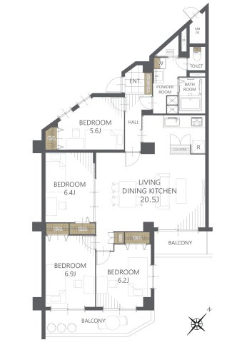 【間取り】エステート宮の森 