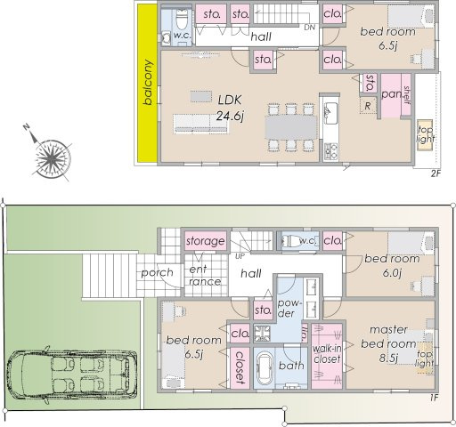 【最終１区画】宅地分譲［世田谷区下馬３丁目］の完成予想図|【建物参考プラン例】建物面積／134.14㎡（40.57坪）
４ＬＤＫ＋ＷＩＣ＋ＳＣ＋駐車１台