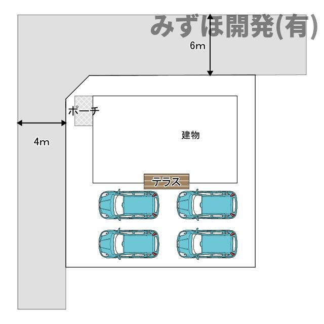 山形市大字青野鷺ヶ森1304-134の区画図|車はゆったり4台駐車可能です◎大家族でも安心！