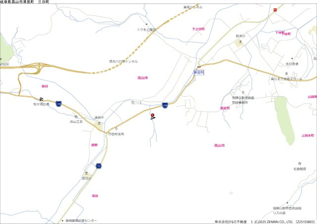 土地　高山市清見町三日町　375万の地図