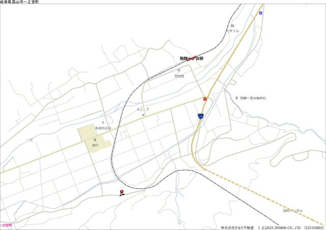 土地　高山市一之宮町字清水　A区画　381万の地図