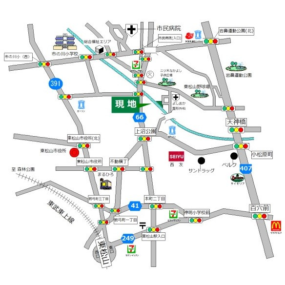 東松山市松山　土地327坪の地図