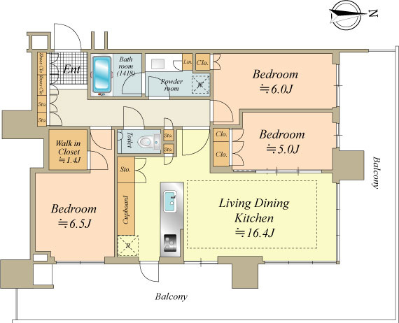50階建て18階部分 78.20㎡　3LDKの北東角部屋お部屋です。
