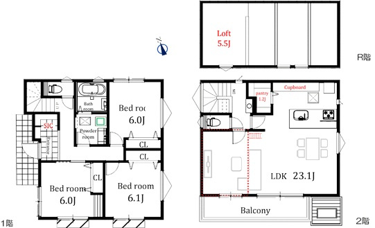 茅ヶ崎市南湖5丁目　新築戸建の間取り