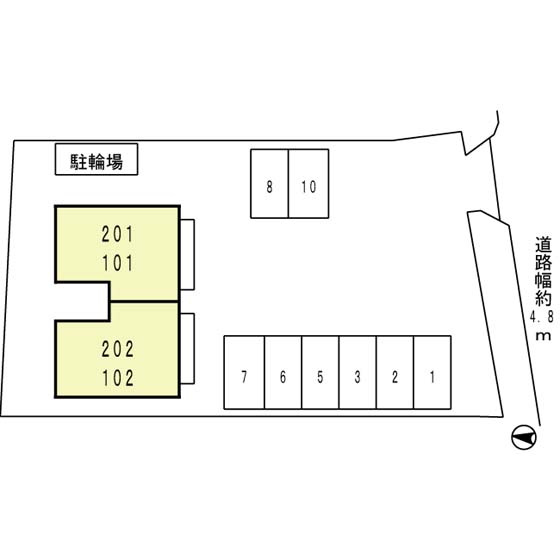 エスポワール・マサの区画図|全戸角部屋で物音が軽減されます◎