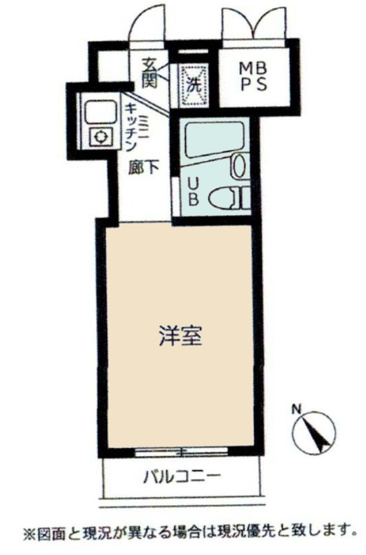 【間取り】 | シルフィード相武台 | 1Kは、キッチンと居室が分かれているため、生活空間にメリハリをつけられますね。料理の臭いが気になりにくく、来客時にもプライベート空間を確保しやすい点が魅力ですね。一人暮らしでも快適な生活を送れますよ。