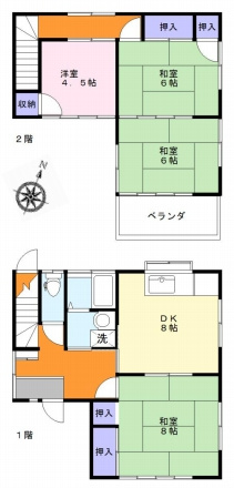 川島町大字下伊草　中古一戸建ての間取り|川島町大字下伊草　中古一戸建て、4DK、土地面積148.74m2、建物面積81.97m2