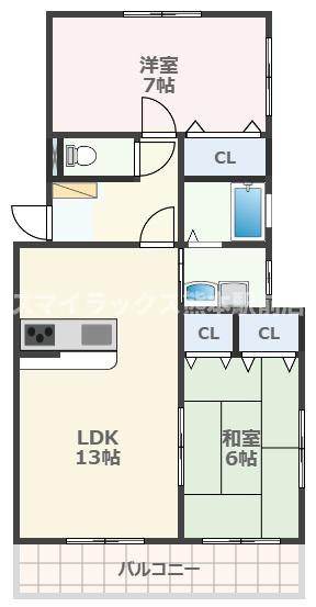 熊本市南区御幸西１丁目のアパートの間取り