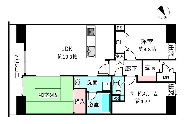 ライオンズマンション西岡崎【1303】の間取り