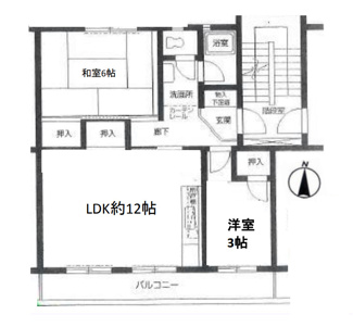 【間取り】 | 狭山台団地2街区 | 2LDK　専有面積：51.19平米（約15.48坪）　バルコニー面積：8.26平米（2.49坪）