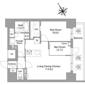 バウスフラッツ蔵前の間取り