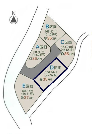 高知市福井町-建築条件付き-D号地 売土地の区画図|D号地