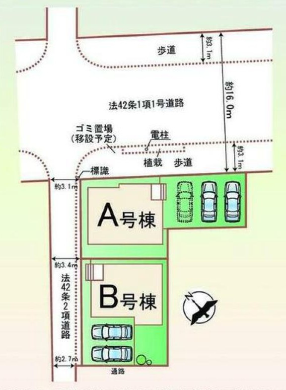 東海市養父町南堀畑61-2『仲介手数料無料』新築戸建ての区画図