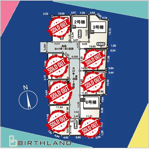 新築戸建・建売　郡山市富久山町福原第20　CRADLE GARDEN　全10棟の区画図|2号棟区画図　カースペース4台※車種による