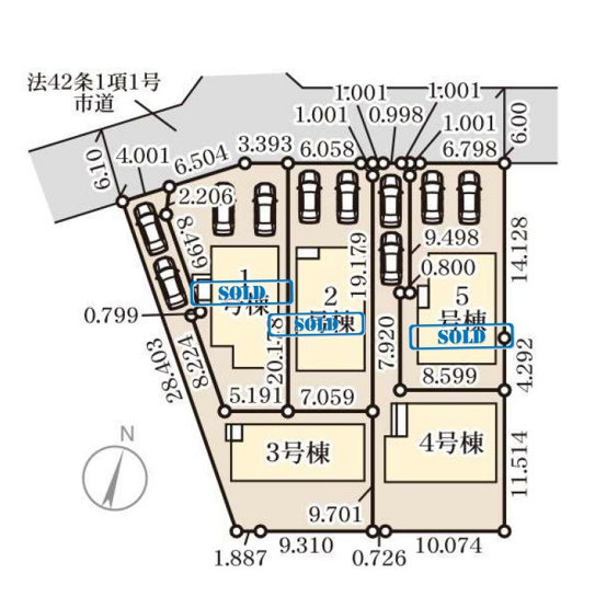 【区画図】 | 福岡市東区若宮4丁目第2　4号棟（全5棟）【仲介手数料無料・0円】 | 区画図です。4号棟