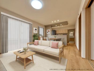 【居間・リビング】 | 【LDK　CG家具設置イメージ】
※画像に含まれる家具家電はCGで作成したイメージです。実際の物件には付帯しません。