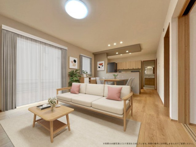 【居間・リビング】 | 【LDK　CG家具設置イメージ】
※画像に含まれる家具家電はCGで作成したイメージです。実際の物件には付帯しません。