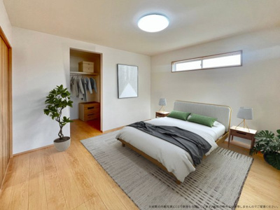 【寝室】 | 【主寝室　CG家具設置イメージ】
※画像に含まれる家具家電はCGで作成したイメージです。実際の物件には付帯しません。