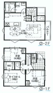 【間取り】 | 【仲介手数料無料！！】府中市四谷2丁目　新築戸建て（全4棟）2号棟　4390万円 | 2号棟　建物：76.33㎡
