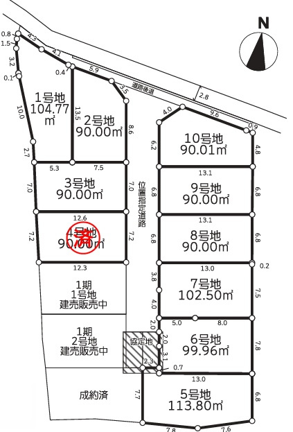 堺市中区福田　全13区画建築条件なし売土地の区画図|残り９区画！