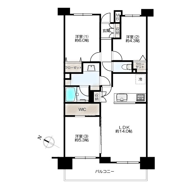 たまプラーザ美しが丘パークホームズ弐番館の間取り