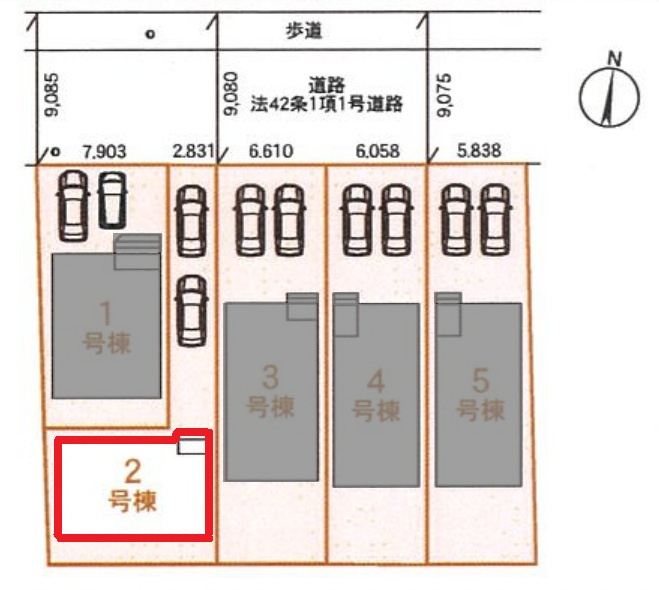 クレイドルガーデン名古屋市南区中割町第3　全5棟　新築戸建の区画図