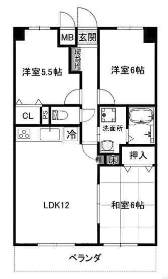 【間取り】 | 丹波橋日光ハイツ | 専有面積64.68㎡