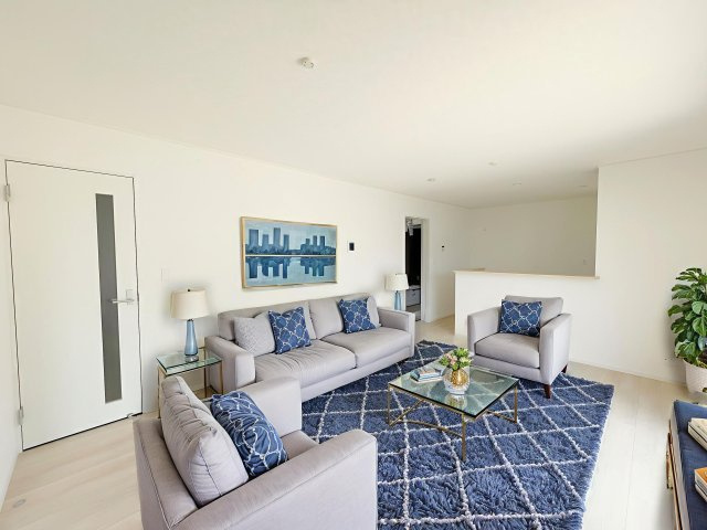 新築戸建・建売　大田原市浅香第8　Cradle Garden　全3棟の居間・リビング|画像はAI加工による演出で、実際の家具は付きません。