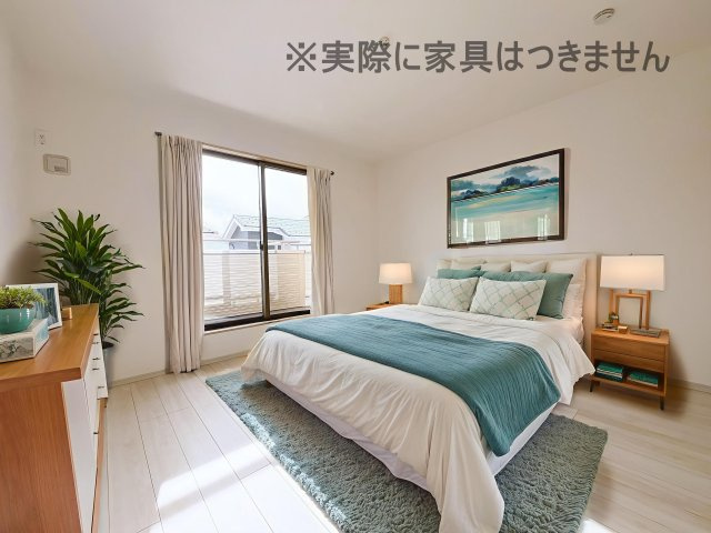 新築戸建・新築建売　西郷村小田倉字前原　小田倉小・西郷第二中の洋室|画像はバーチャルホームステージングの加工による演出で、実際の家具は付きません。