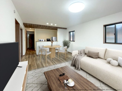 【居間・リビング】 | 【LDK　CG家具設置イメージ】
※画像に含まれる家具家電はCGで作成したイメージです。実際の物件には付帯しません。